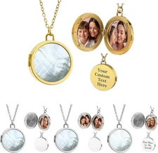 Locket With Mother of Pearl Custom Photo/Picture Necklace Personalized Engraving