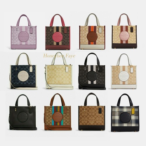 Coach Dempsey Tote 22 In Signature Jacquard With Stripe And Coach Patch