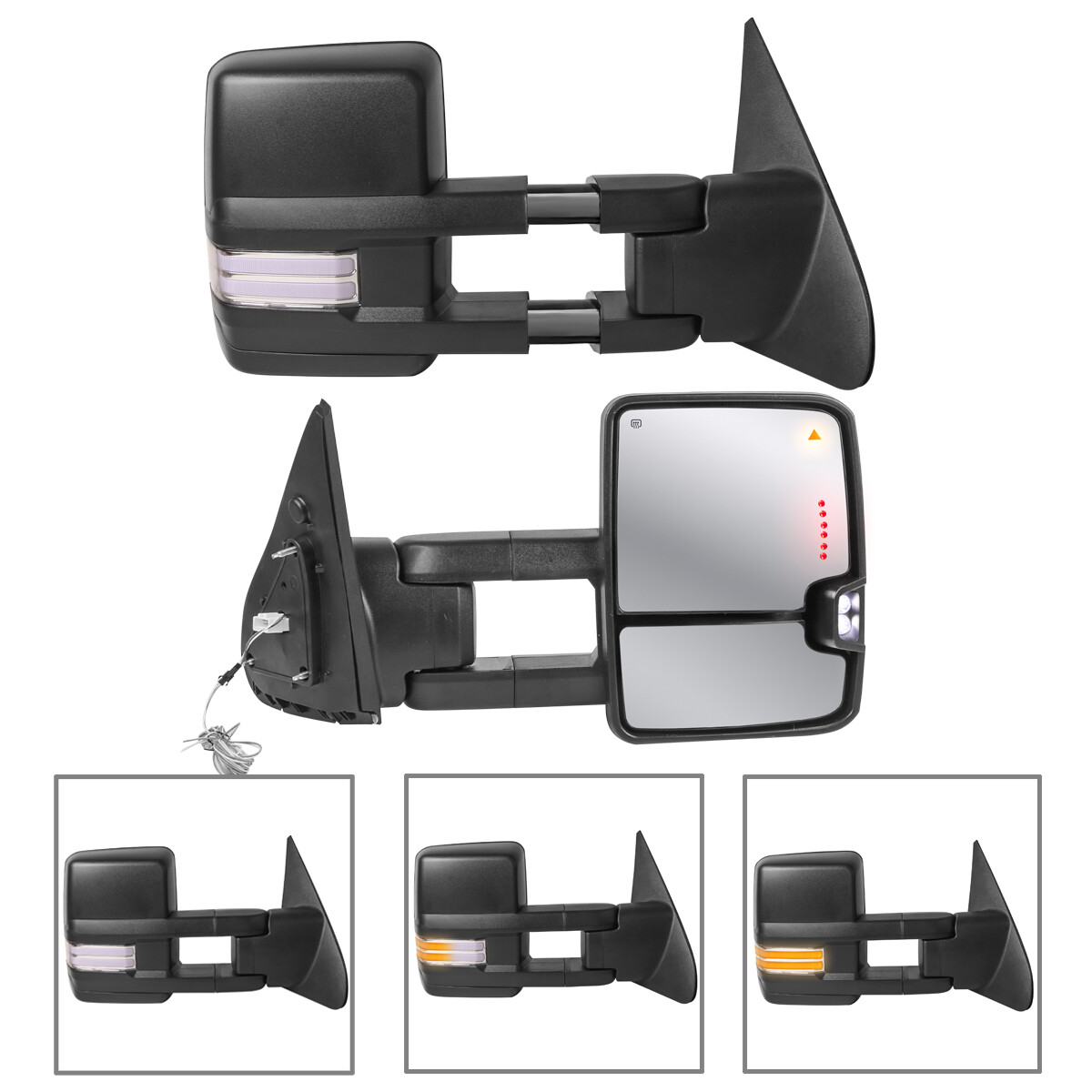 Power Heated LED Tow Mirrors For Toyota Tundra Sequoia w/ Sequential