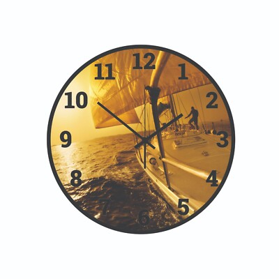 Sail Boat Yacht Sunset Ocean Sailing Art Wall Clock a Hanging Time Piece