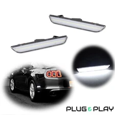 For 2010-2014 Ford Mustang White LED Lights Clear Rear Bumper Side Marker Lamps