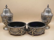 Antico set crogiola neoclassica abbinato 4 pezzi Londra 1908 e segni distintivi Chester