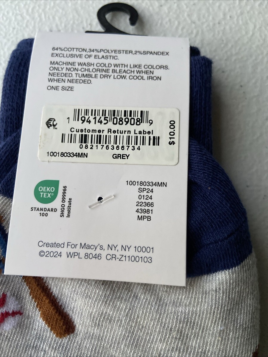 Club Room Men's Baseball Crew Socks Grey One Size | eBay
