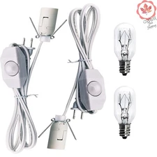 White Replacement Cords with Bulbs - 2 Pack for Himalayan Salt Rock Lamp