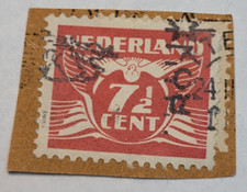 Netherlands Postage ~ Seagull ~ Red 7½¢ Stamp ~ Cancelled/Posted ~ c.1941