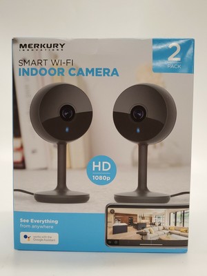 Merkury Innovations 1080p HD Smart Wi-Fi Security Camera ( 2-Pack), LED