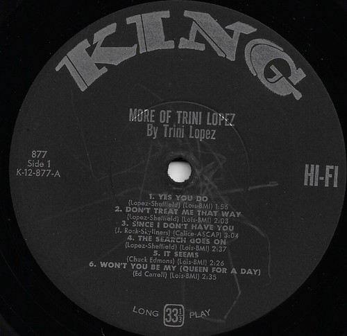TRINI LOPEZ more of U.S. KING LP 877_original 1963 - Picture 2 of 4