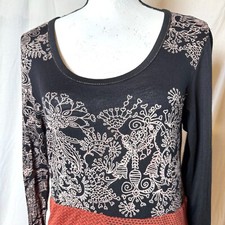 Papillon Vancouver LA Red Black Women's Sz L  Dress Lagenlook Boho Long Layered