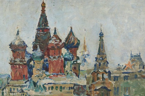 Artista de lona pintura al óleo del Kremlin 1980 A.P. Shorchev 1897-1991 Rusia URSS - Imagen 5 de 11