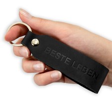 "Samui" Keychain Engraved Best Life Tumatsch Leather  Genuine Leather Black