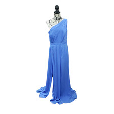 David's Bridal size 12 Blue Chiffon One Shoulder Formal Evening Gown