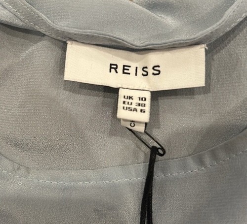 NWT Reiss Lee Silk Sheer Blouse Blue Women’s Size 6 - Picture 7 of 10