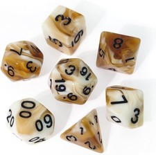 Coffee DND Dice Set of 7   Polyhedral Dice Set for Ttrpgs, Dungeons and Dragons,