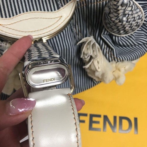 FENDI Spy Bag Striped Navy & White Bag - Picture 4 of 24