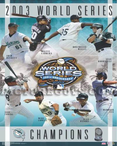 Placa con foto del campeonato de la Serie Mundial 2003 de los Florida Marlins - Imagen 1 de 3