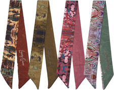 4 Pack Purse Scarf Handbags Skinny Twill Hair Scarves Narrow Neck Scarf Band Wom