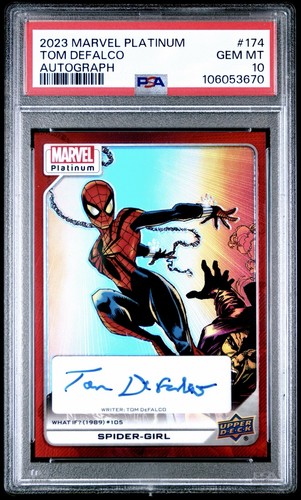 2023 Marvel Platinum Auto #174 Tom DeFalco PSA 10 💎 🔥 POP 7/0^