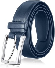 Genuine Leather Men's Belt, Size 46 Navy Blue, Casual Luxury Dress Style NEW