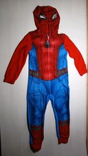 Spider Man Boys One Piece Fleece Pajamas Marvel Far From Home Hooded Size 8