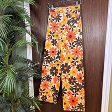 Bailey Rose Groovy Floral Print Wide Leg Pants XS Retro Boho Statement