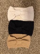 Cozy Winter Knit Bow Headbands Set of 3