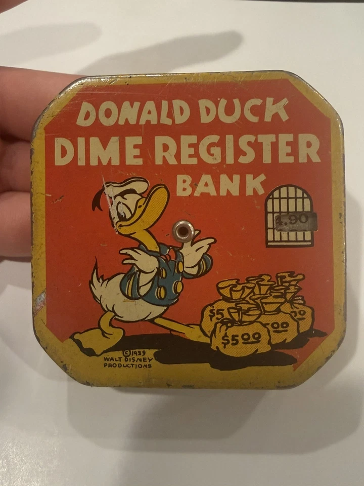 Antique 1939 Walt Disney Productions Donald Duck Dime Automatic Register Bank - Image 4 of 4