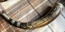 19th Century Continental Hunting Horn with Silver Plated Mounts