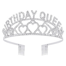 AOPRIE Silver Birthday Tiara and Crown for Women - Queen Headband with Rhineston