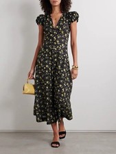 Doen Rosalinda Women's Noir Winding Blossom Floral Printed Maxi Gown Dress XXS