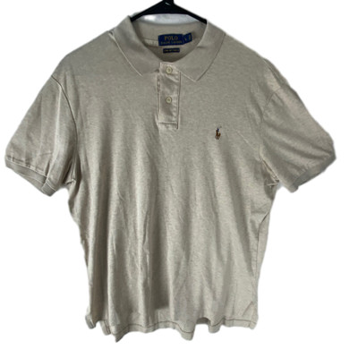 Polo Ralph Lauren Polo Shirt Mens Large Beige Pima Soft Touch Flesh Pony Prep