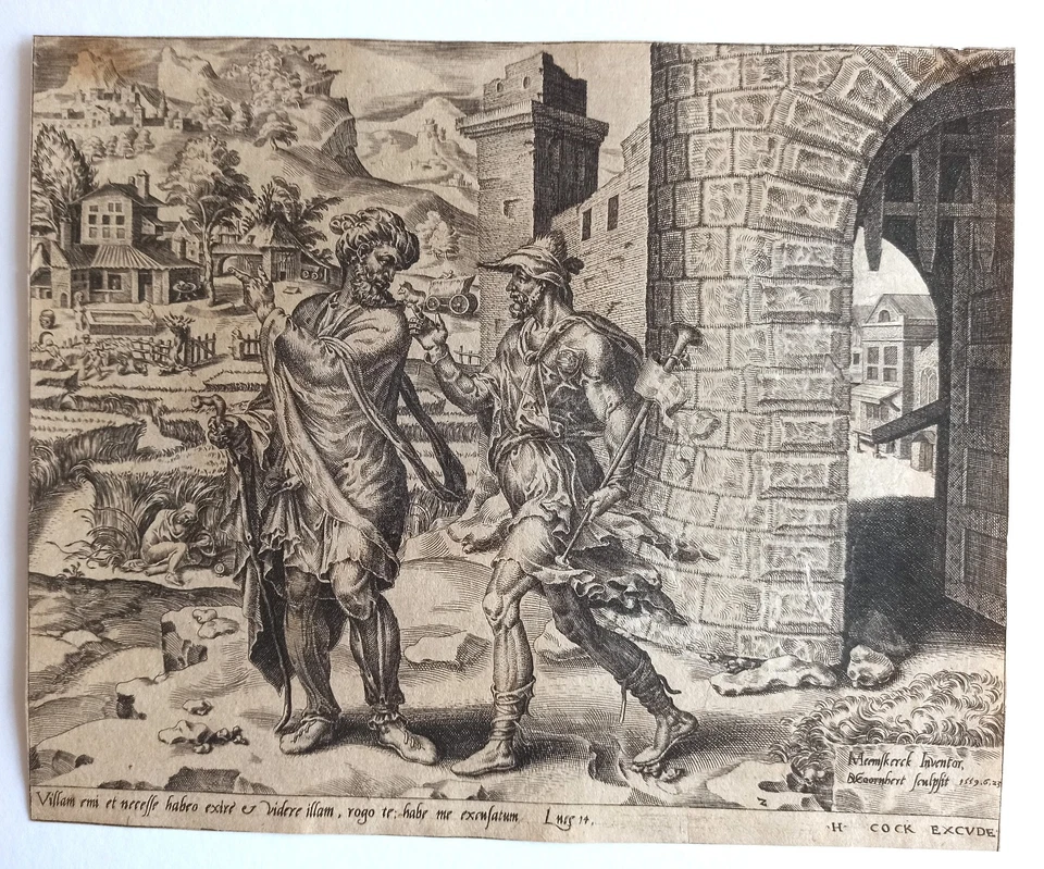 Kupferstich Coornhert Erste Ausrede: Das neue Feld ca. 1600