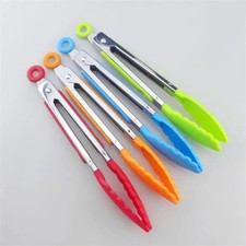 Premium Silicone Kitchen Tongs Heat Resistant Cooking BBQ Stainless Steel Handle