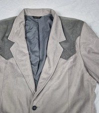 Vtg Pioneer Wear Western Blazer 44 Gray Wool Corduroy Yoke Cowboy Jacket 12715