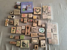 Lot of 74 Misc. Wood Mounted Rubber Stamps Flowers, Birthday, Quotes, Holiday