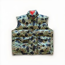 Vintage Ski Daddle Puffer Vest Mens L Goose Down Duck Camo Western Yoke Ripstop