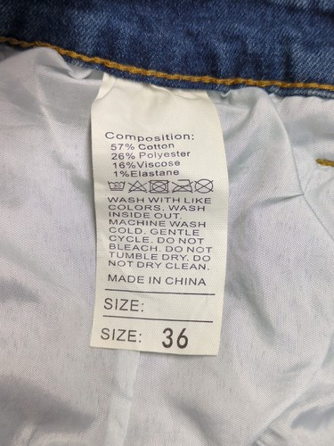 Pantaloncini uomo denim strappato con orlo sfilacciato sbiadito invecchiato taglia 36 blu - Foto 5 di 6