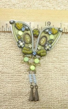 Vintage AYALA BAR Dangle Brooch Pin Mosaic Rhinestone Jewelry Dangle !!