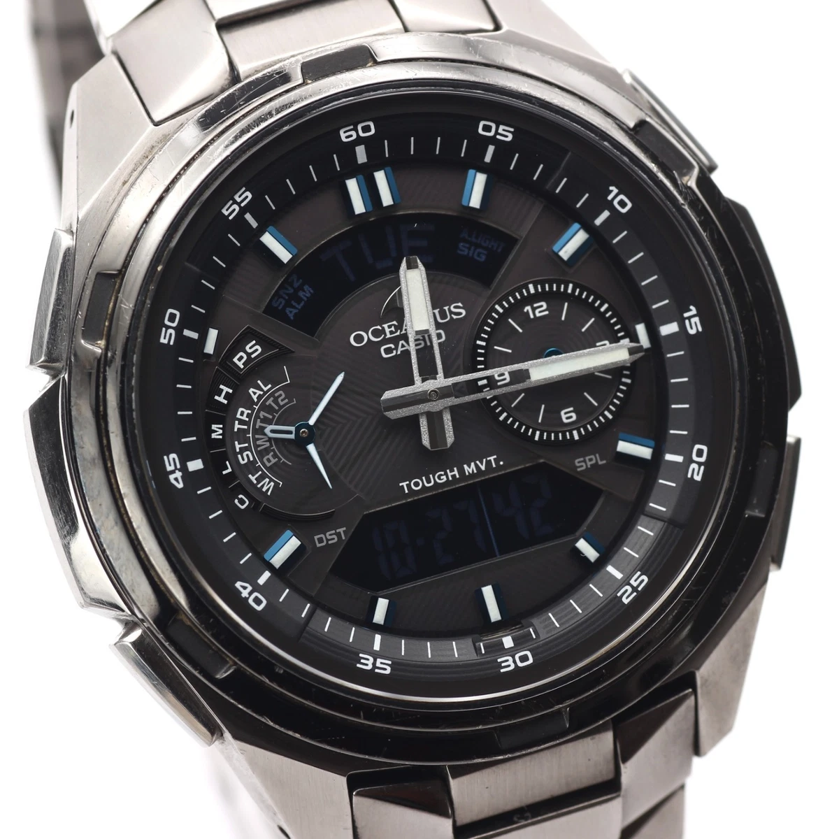 Reloj para hombre CASIO OCEANUS OCW-T410 radio solar titanio esfera negra 44 mm Japón