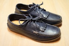 Yuketen Men's Blucher Moccasin w/ Kiltie Camp Sole, 10.5, Navy Blue