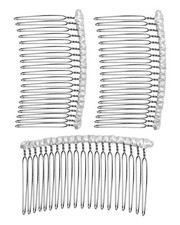 20 Teeth Ribbon-wrapped Veil Combs, 1.8" Extra Long Teeth Bridal Hair Comb fo...