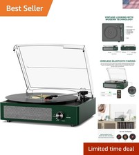 Portable Vintage Record Player: 3-Speed Bluetooth Turntable with Stereo Speakers
