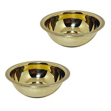 Set of 2 Brass Bowls: Traditional Golden Finish Katoris