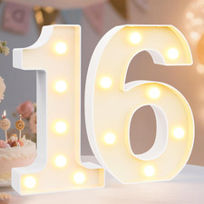 Pooqla Decorative Led Light Up Number Letters, White Plastic Marquee Number Ligh