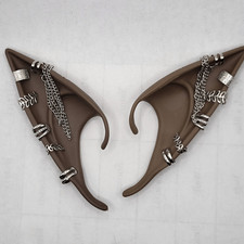 Melanin Fairy Elf Ears With Silver Piercings Cosplay Costume Pointy LARP Anime