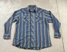 Vintage Wrangler Pearl Snap Shirt Mens XLT Tall Stripped X-Long Tails Western