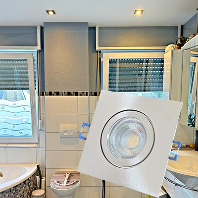 LED Badezimmer Einbauleuchte MARIN • IP44 • 230V • GU10 5W • 90×90 mm • Silber - Bild 1 von 4