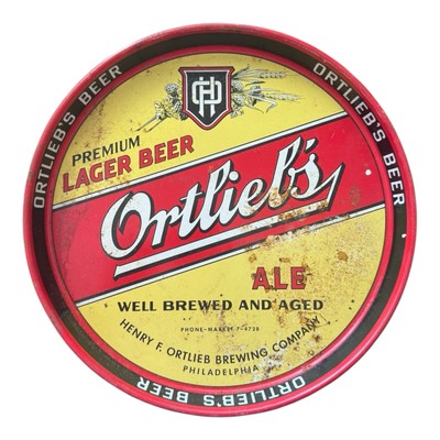 Ortlieb's Premium Lager Beer Ale Philadelphia 12'' Metal Advertising Tip Tray