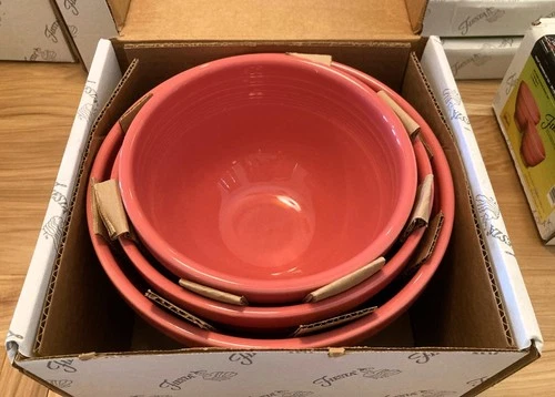 Fiesta FLAMINGO 1st Qual 3-BOWL BAKING SET New in Box Unused Mint Cond 967 335