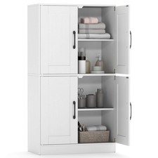Bathroom Cabinet w/Doors Adjustable Shelves Storage Organizer for Living Room