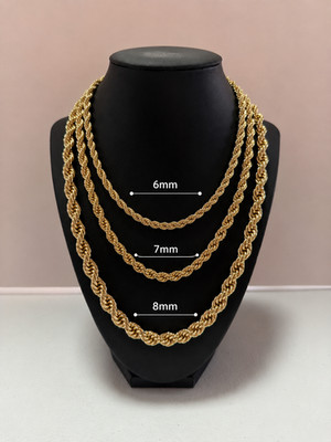 14k Gold plated mens womens rope chains 8mm-6mm 18in-24in chain necklace